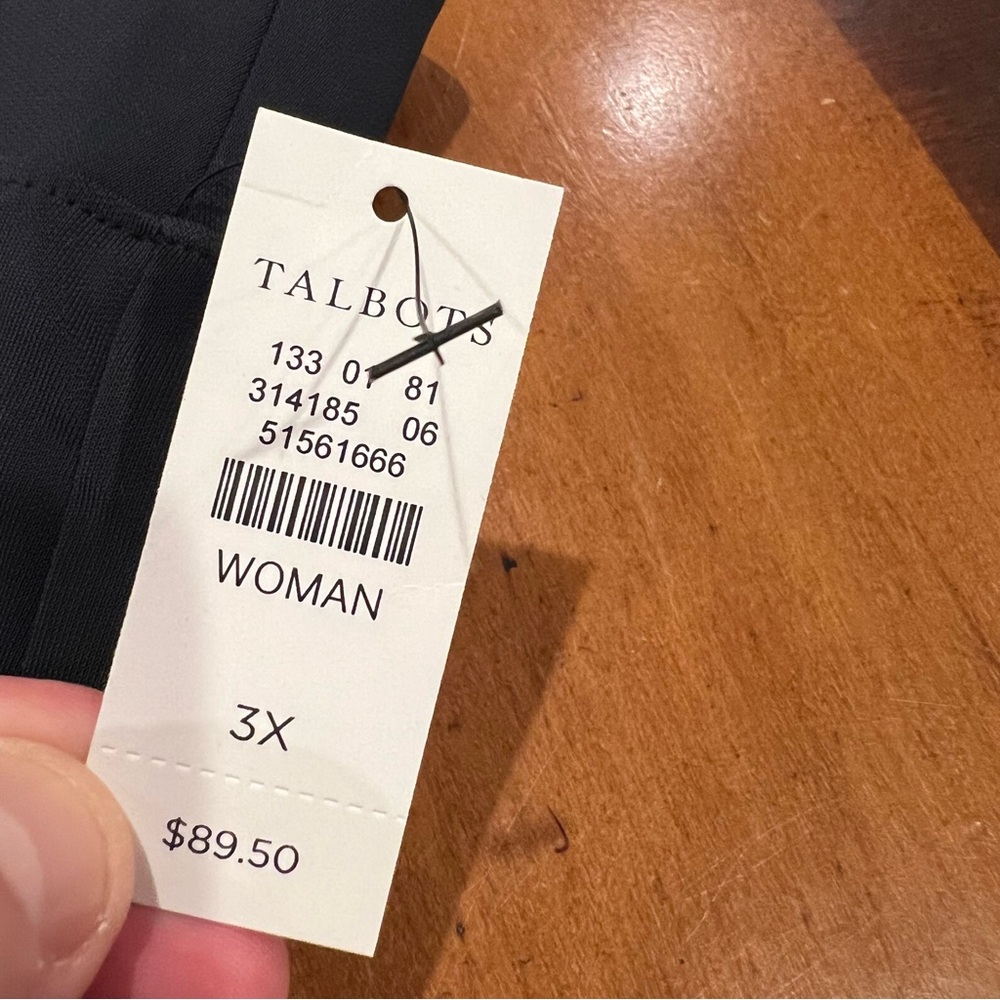 NEW Talbots Woman Stretch Cropped Wide‎ Leg Pull-On Pant Navy 3X Plus Size - Picture 9 of 15